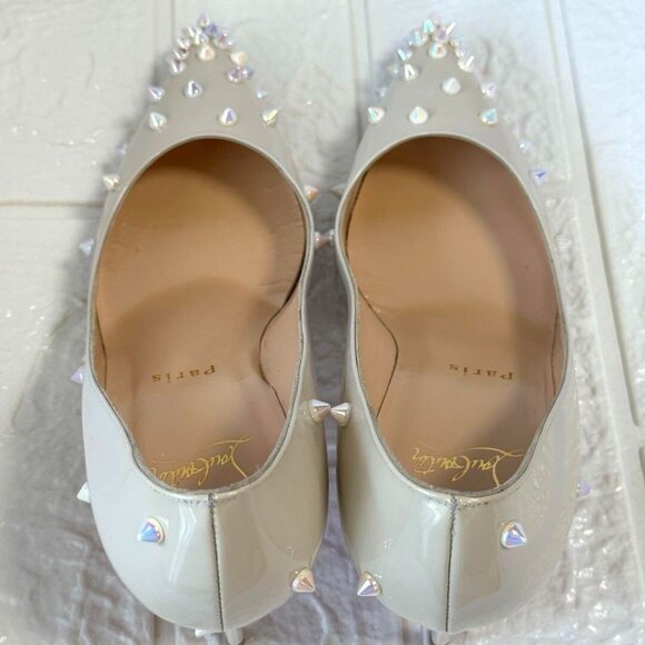 Christian Louboutin Pumps Metallic Glitter DEGRASPIKE 70 PATENT Ivory - Picture 11 of 15